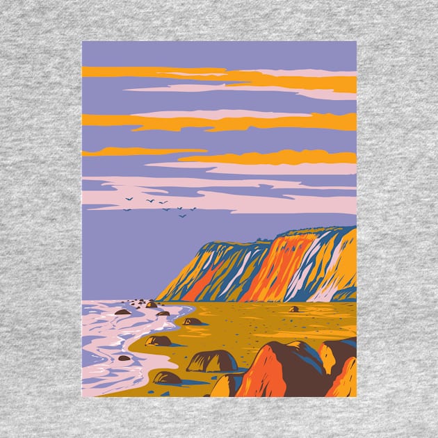 Gay Head Cliffs on Martha's Vineyard Cape Cod in Massachusetts USA WPA Art Poster by retrovectors